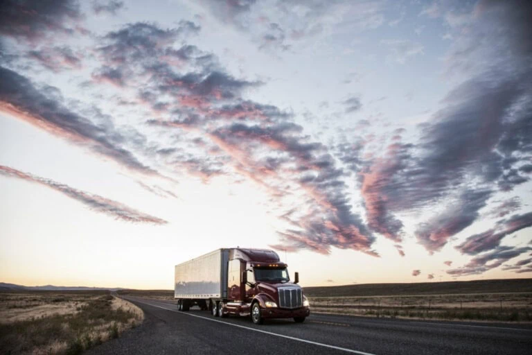 A truck on the highway
