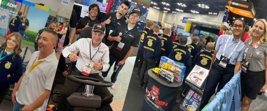 Students and industry professionals at Next Gen Trucking booths at career and industry conferences