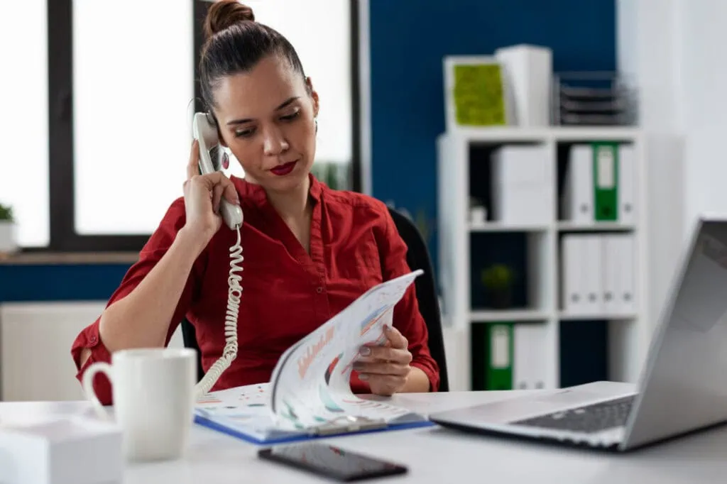 Woman answering the phone